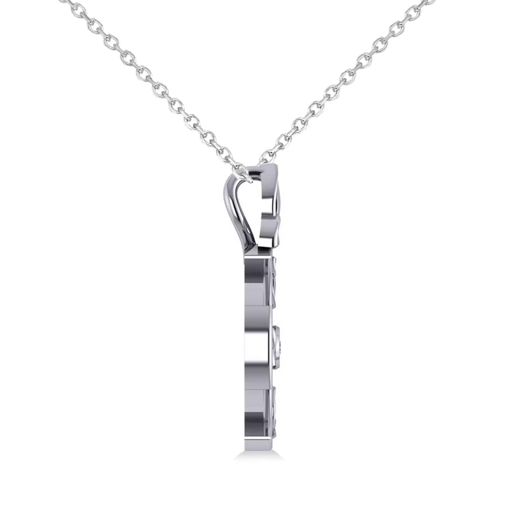 Diamond Celtic Cross Pendant Necklace 14K White Gold (0.02ct)