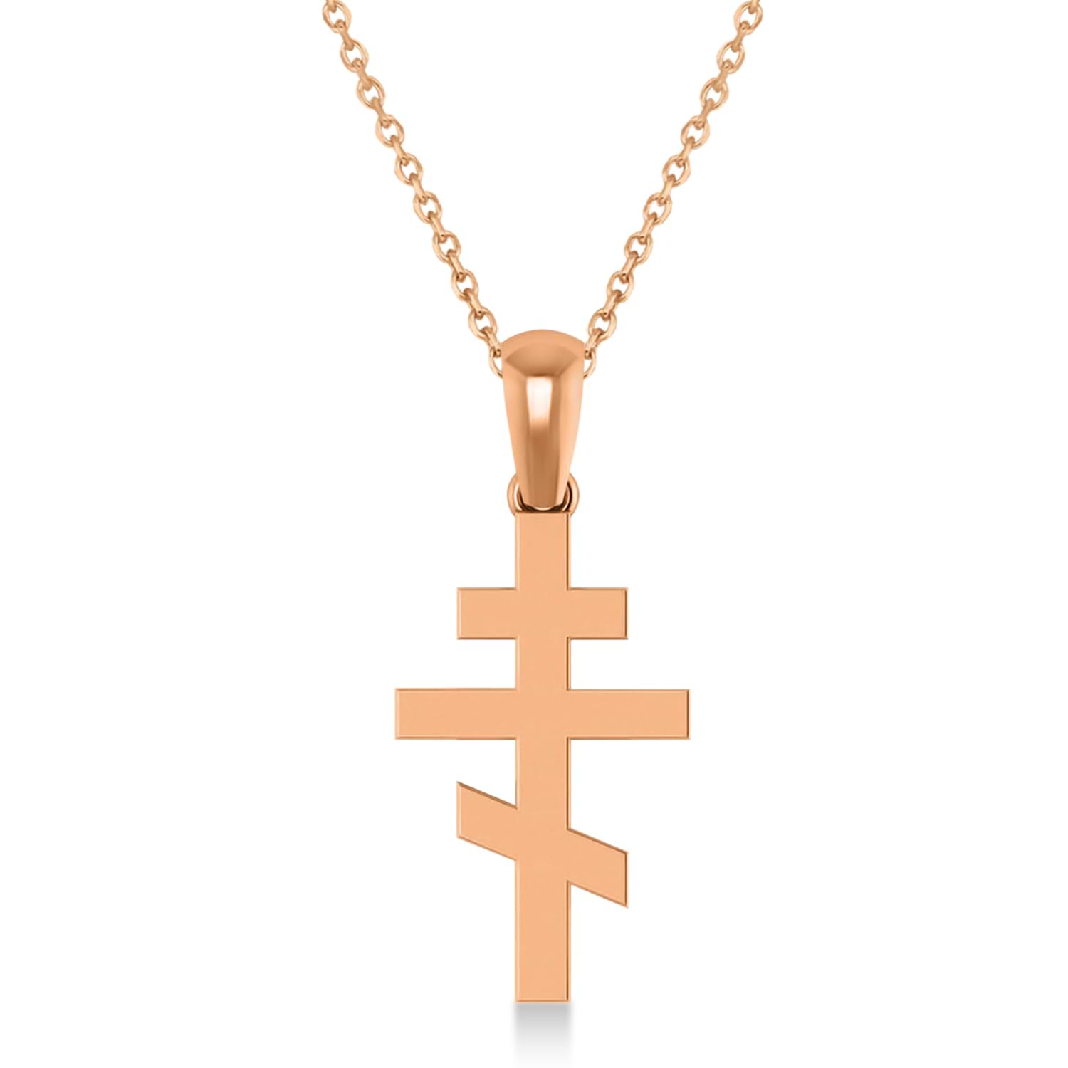 Eastern Orthodox Cross Pendant Necklace 14k Rose Gold