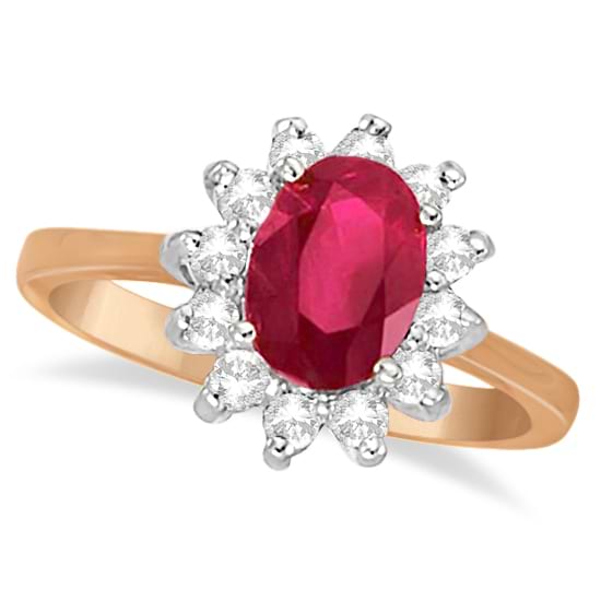 Oval Ruby & Diamond Accented Ring 14k Rose Gold (1.50ct)