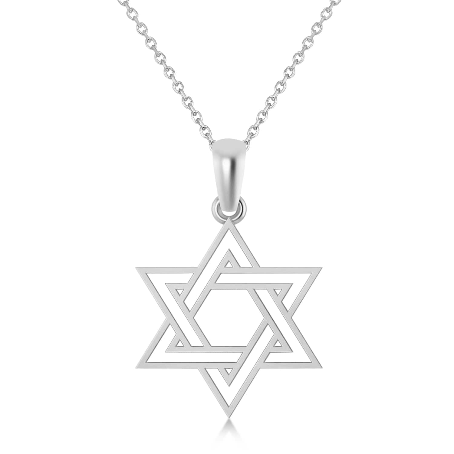 Jewish Star of David Pendant Necklace 14k White Gold