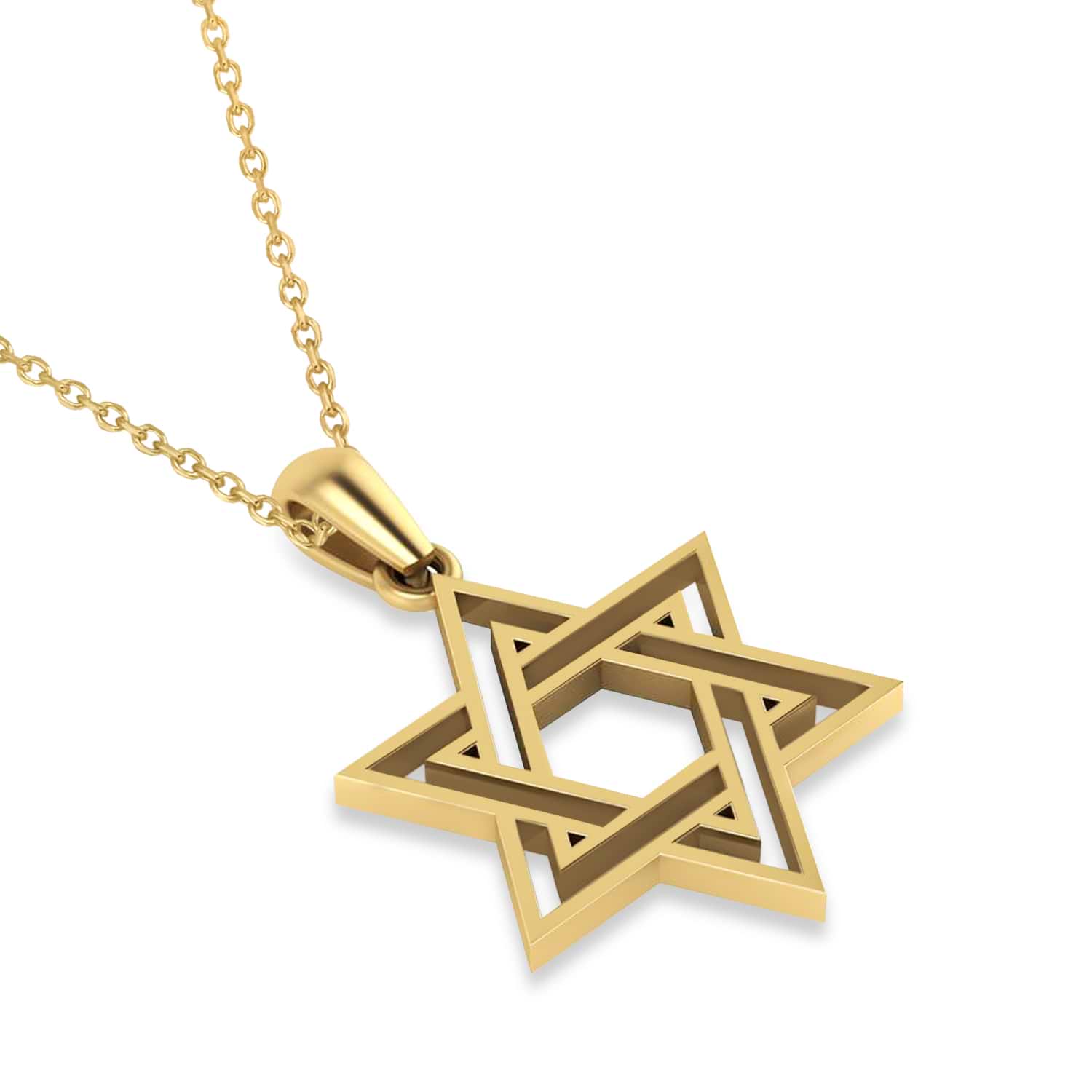 Jewish Star of David Pendant Necklace 14k Yellow Gold