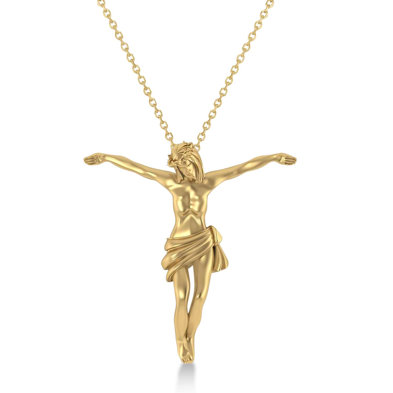 Crucified Jesus Christ Pendant Necklace 14k Yellow Gold