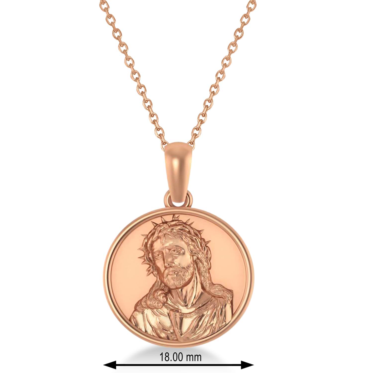 Jesus Christ Medal Pendant Necklace 14k Rose Gold