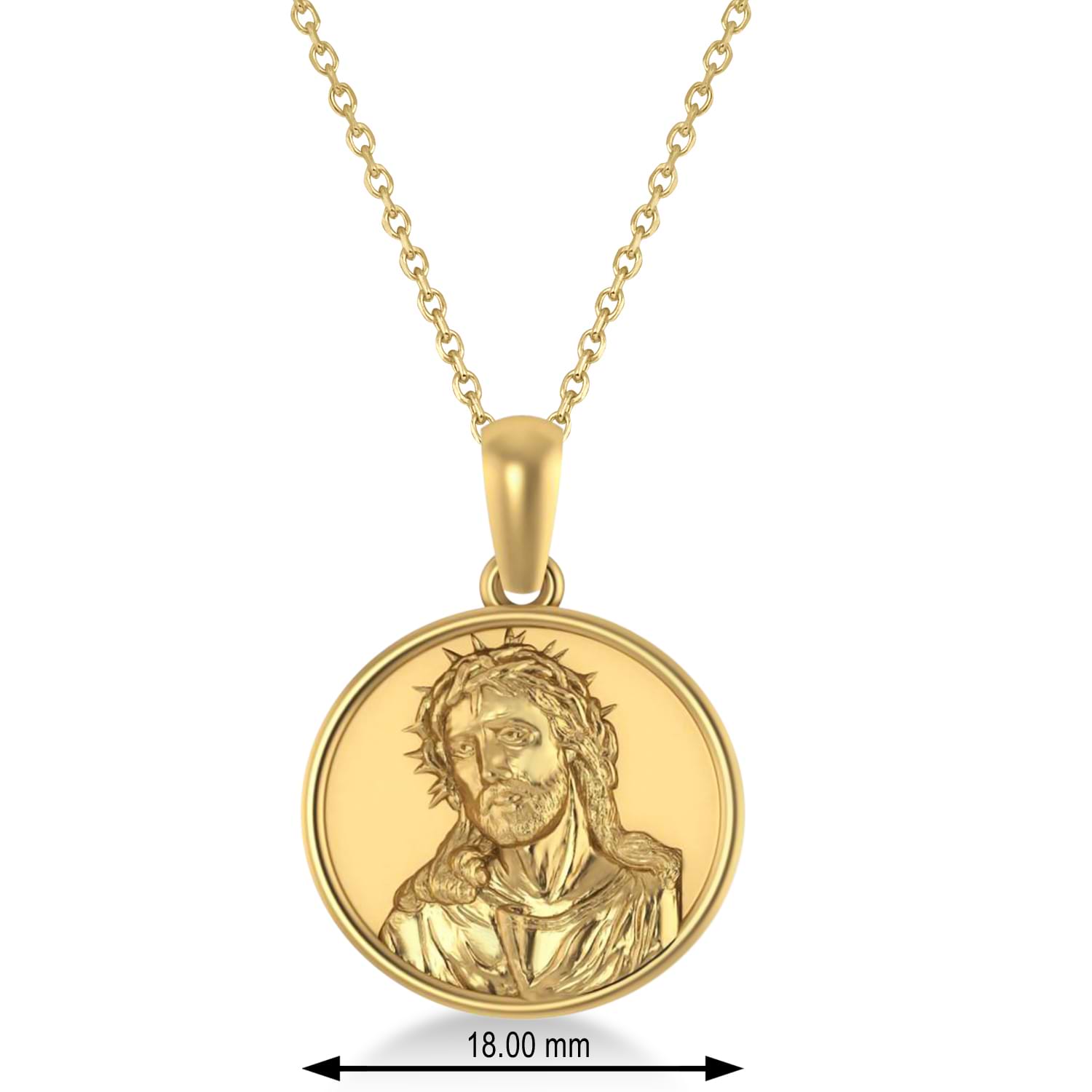Jesus Christ Medal Pendant Necklace 14k Yellow Gold
