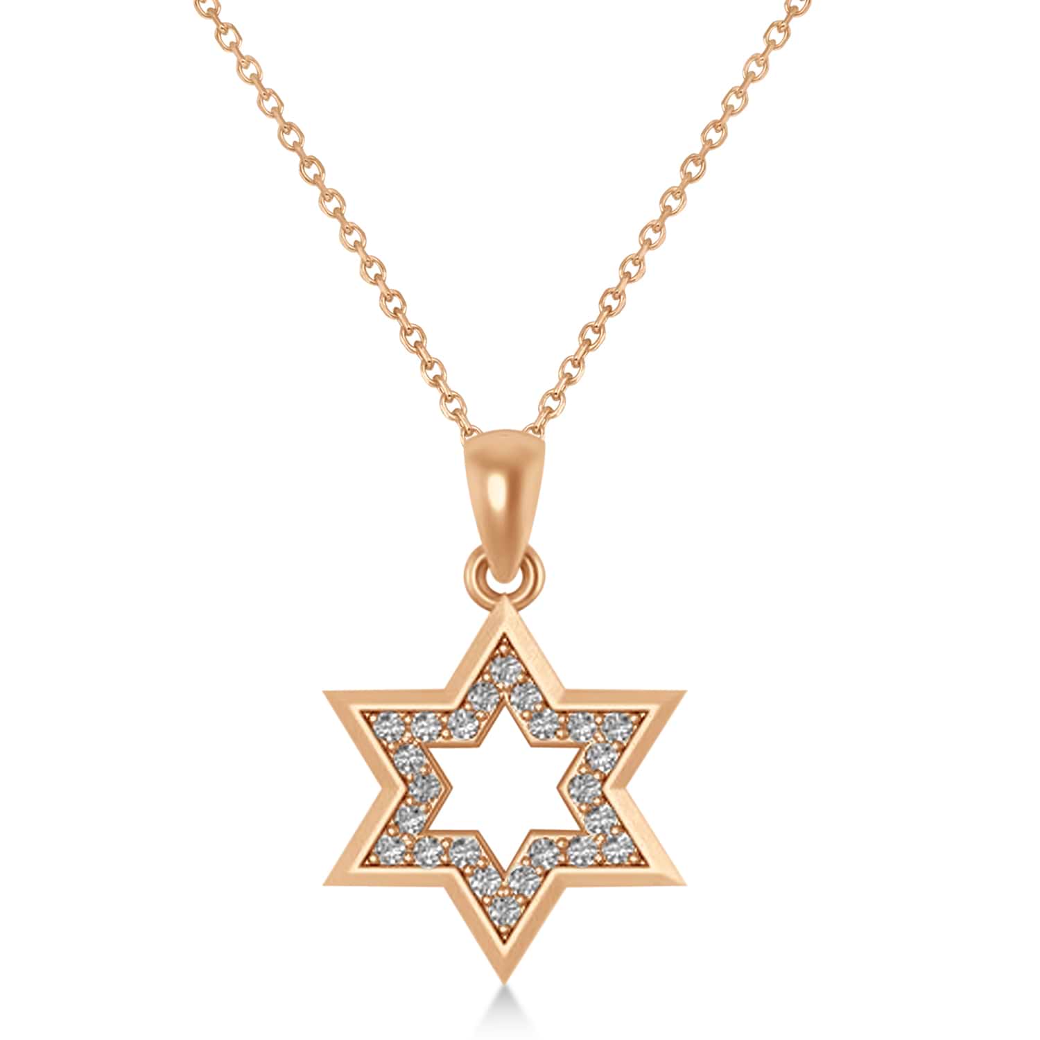Diamond Jewish Star of David Pendant Necklace 14K Rose Gold (0.24ct)