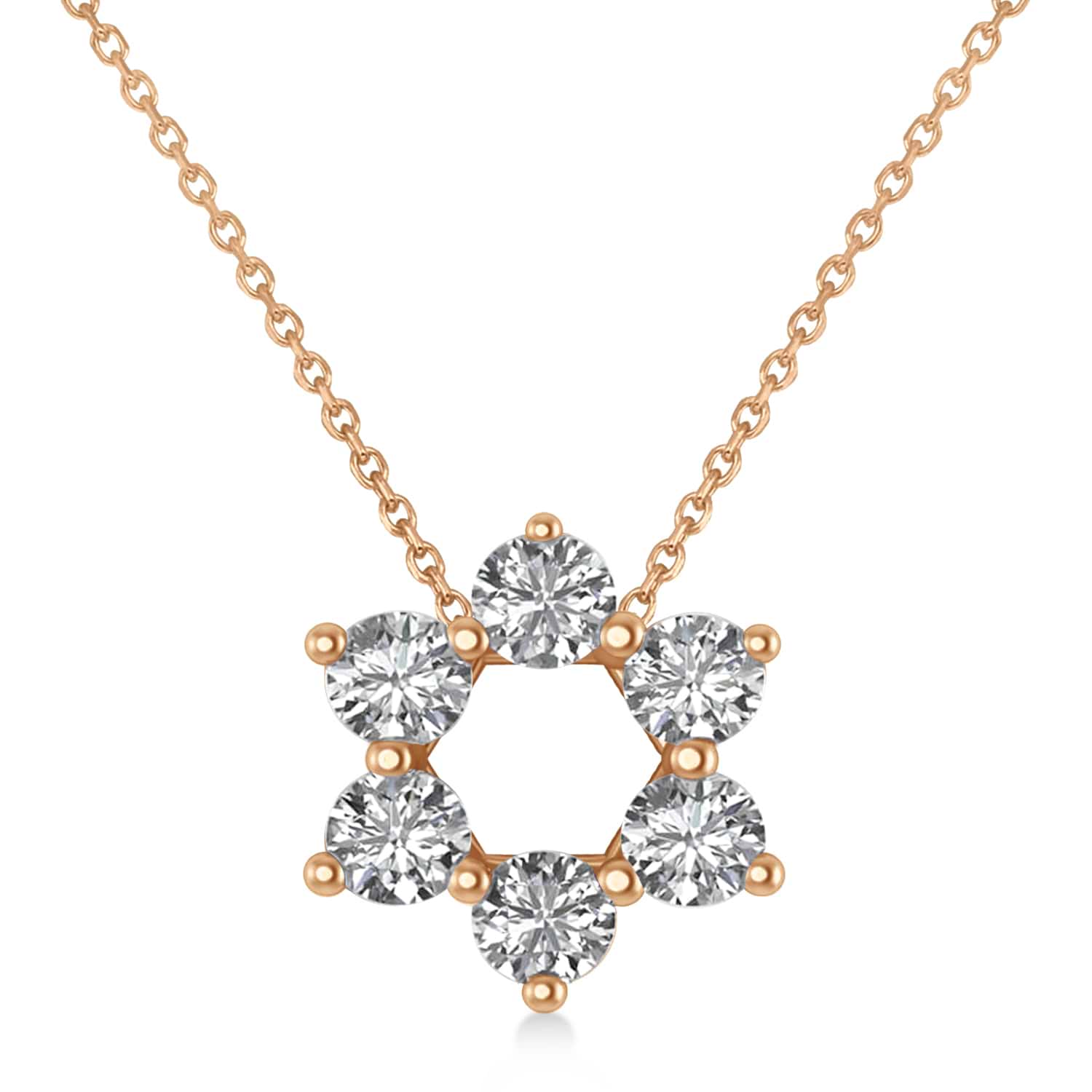 Lab Grown Diamond Jewish Star of David Pendant Necklace 14K Rose Gold (0.60ct)