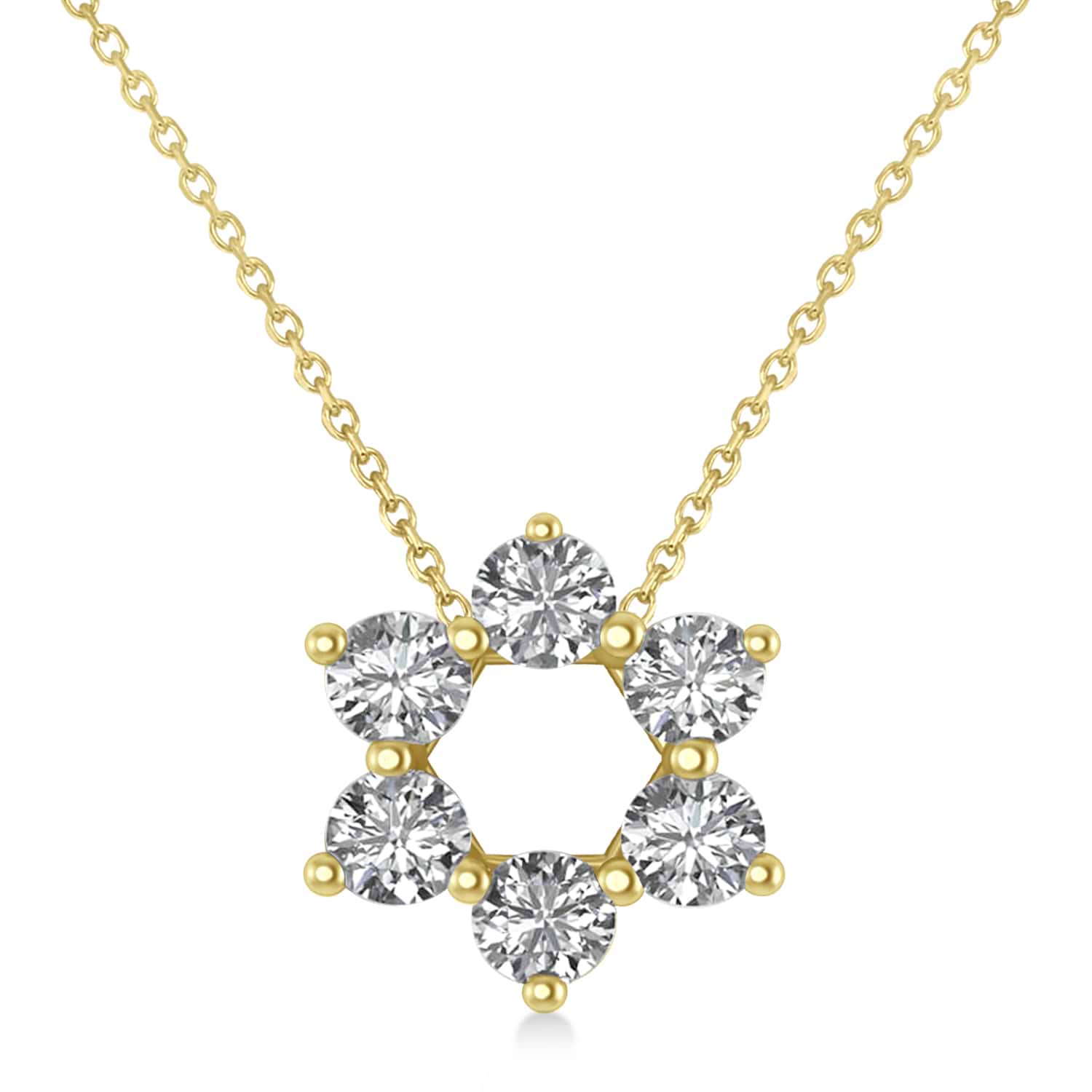 Jewish Star of David Diamond Pendant Necklace 14K Yellow Gold (0.60ct)