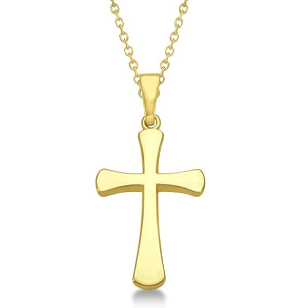 Rounded Cross Pendant for Men or Women in 14k Yellow Gold