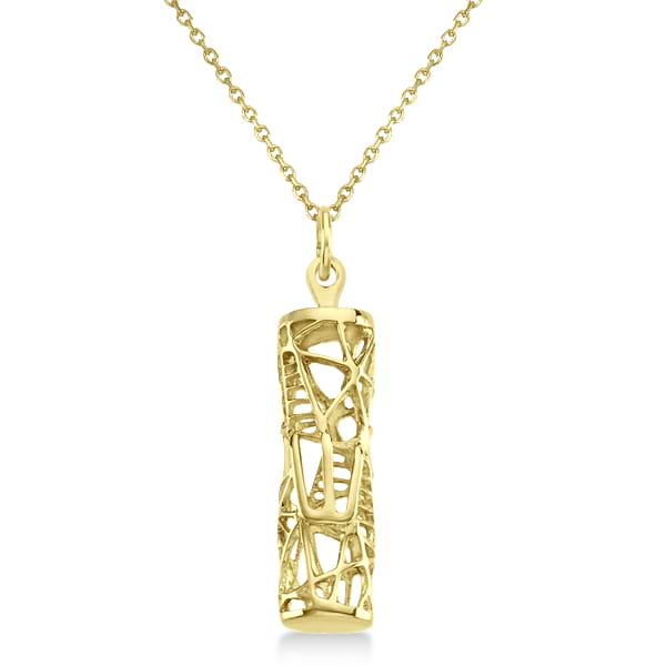 Mezuzah Pendant Necklace in 14k Two Tone Gold