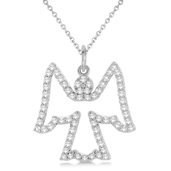 Diamond Angel Pendant Necklace 14k White Gold (0.33ct)