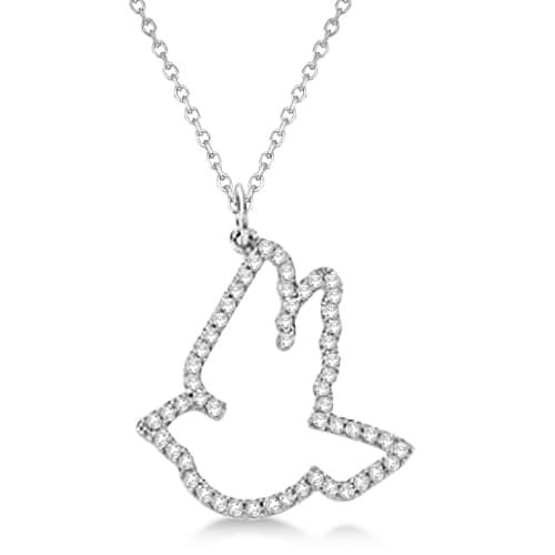 Diamond Dove Pendant Necklace 14k White Gold (0.25ct)
