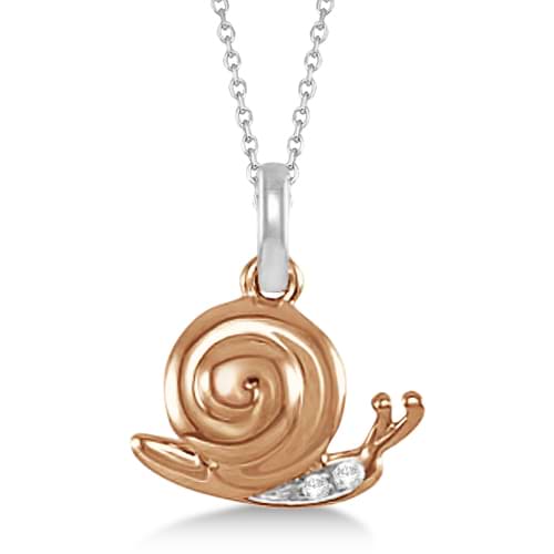 Diamond Snail Pendant Necklace 14k Two-Tone Gold (0.01ct)