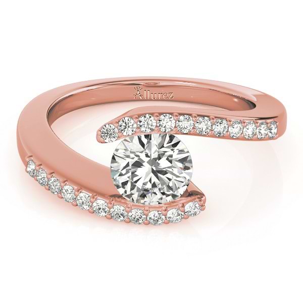 Diamond Accented Tension Set Engagement Ring 18k Rose Gold (0.17ct)