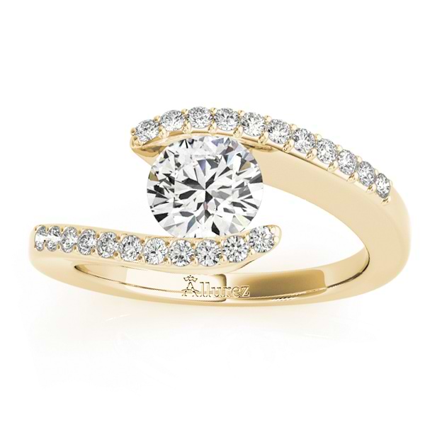 Diamond Accented Tension Set Engagement Ring 18k Yellow Gold (0.17ct)