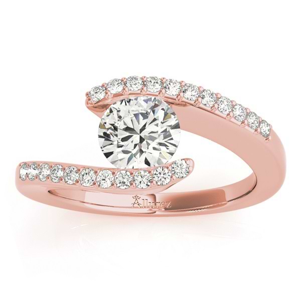 Lab Grown Diamond Accented Tension Set Engagement Ring 14k Rose Gold (0.17ct)