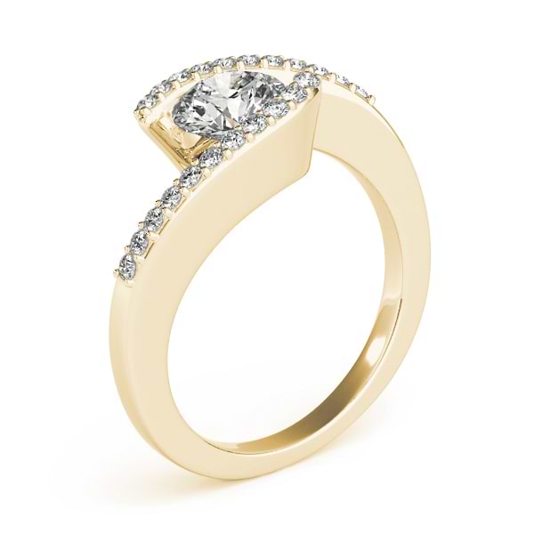 Lab Grown Diamond Accented Tension Set Engagement Ring 18k Yellow Gold (0.17ct)