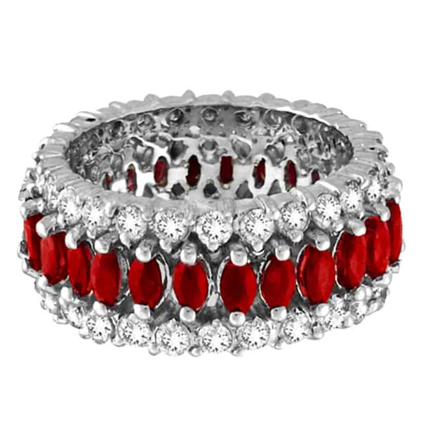 Marquise Ruby and Diamond Eternity Ring 14k White Gold (5.25 ctw)
