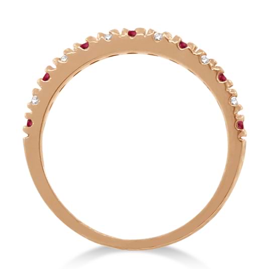 Diamond and Ruby Band Anniversary Ring Guard 14K Rose Gold (0.37ct)