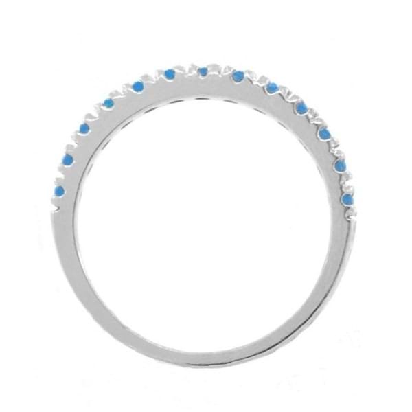 Blue Diamond Stackable Band Ring Guard in 14k White Gold (0.25ct)