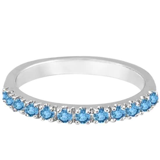 Blue Topaz Stackable Band Ring Guard in 14k White Gold 0.38ct - IR224