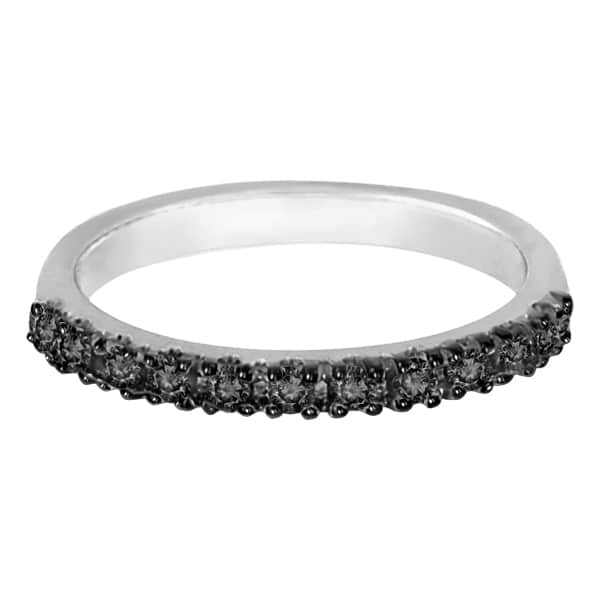 Black Diamond Stackable Ring Guard in 14K White Gold (0.25ct)
