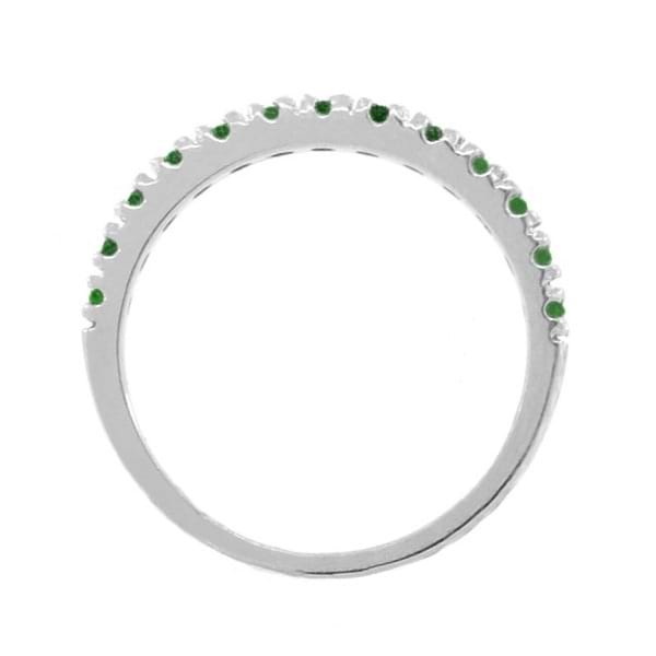 Emerald Semi-Eternity Band Stackable Ring in 14K White Gold (0.38 ct)