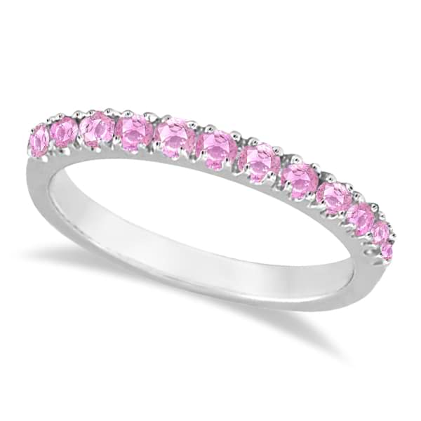 Pink Sapphire Stackable Band Ring Guard in 14k White Gold (0.38ct)