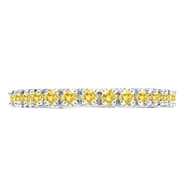 Yellow Canary Diamond Stackable Ring Band 14k White Gold (0.25 ct)