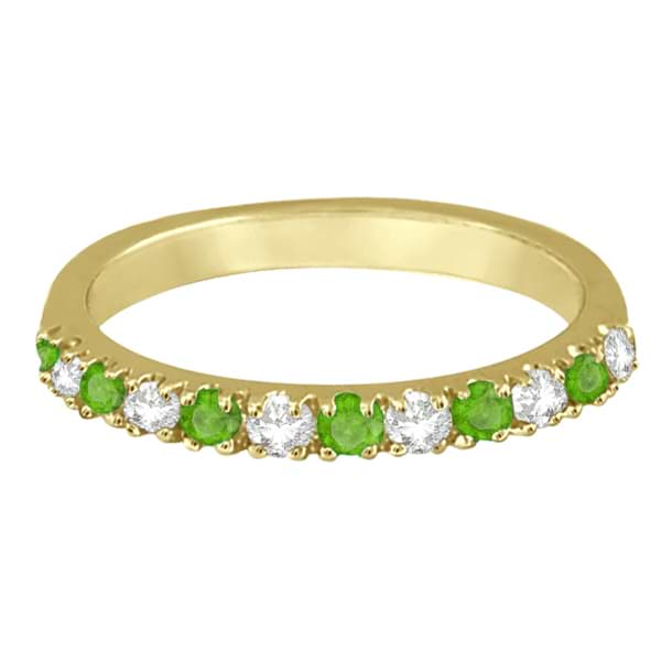 Diamond and Emerald Band Stackable Ring Guard 14k Yellow Gold 0.32ct ...