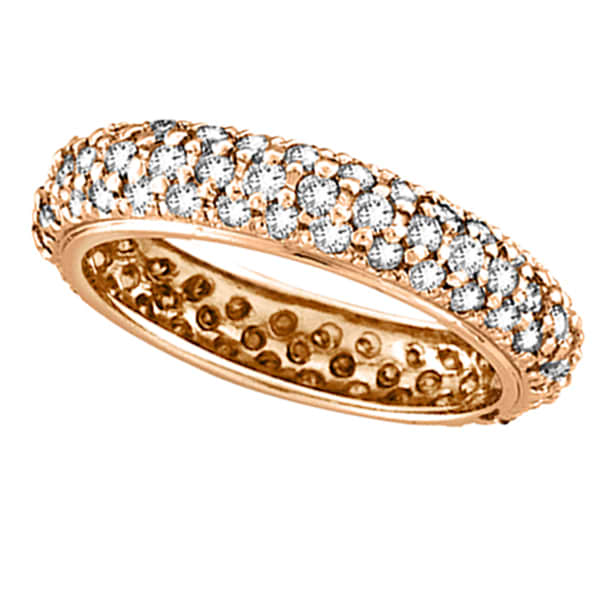 Pave Set Eternity Diamond Ring Band in 14K Rose Gold (1.58 ctw)