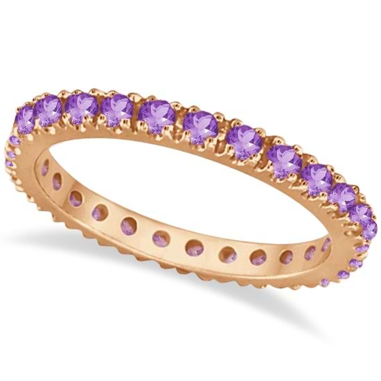 Amethyst Eternity Stackable Ring Band 14K Rose Gold (0.75ct)