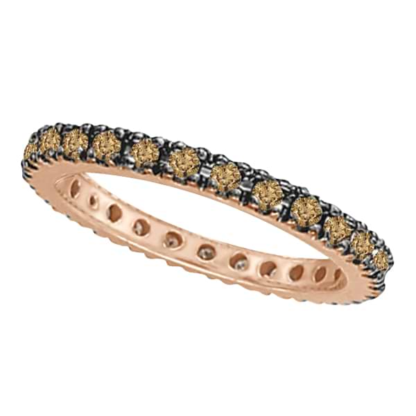 Champagne Diamond Eternity Ring Band in 14k Rose Gold (0.50ct)