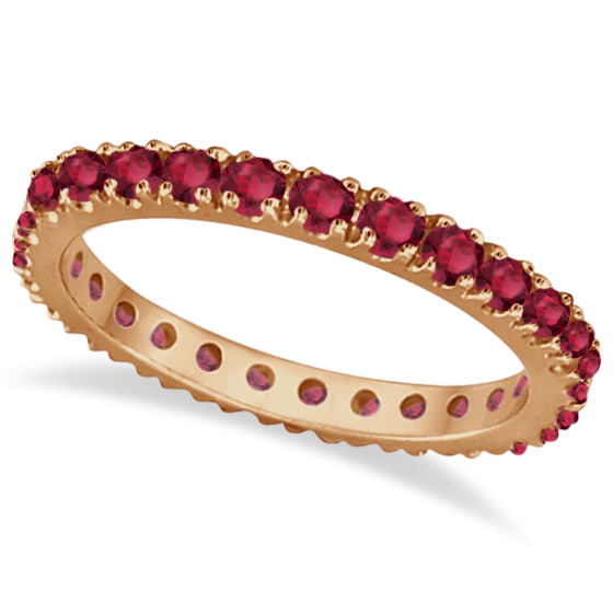 Ruby Eternity Band Stackable Ring 14K Rose Gold (0.50ct) - Size 7.5