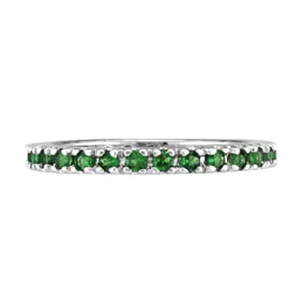 Emerald Eternity Stackable Ring Band 14K White Gold (0.75ct)