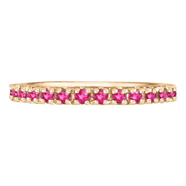 Pink Sapphire Eternity Ring Stackable Band 14k Rose Gold (0.73ct)
