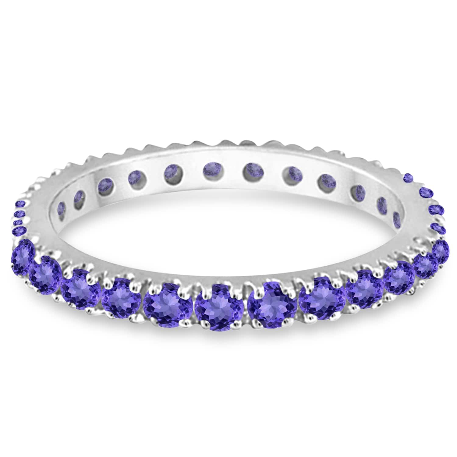 Tanzanite Eternity Stackable Ring Band 14K White Gold (0.75ct) - IR469