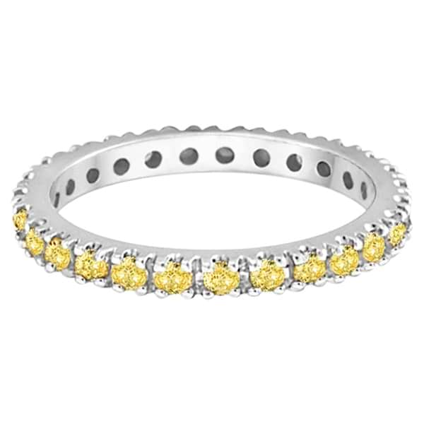 Fancy Yellow Canary Diamond Eternity Ring Band 14K White Gold (0.51ct)