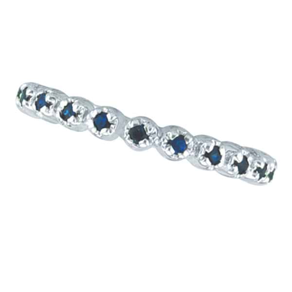 Blue Sapphire Stackable Ring Guard in 14k White Gold