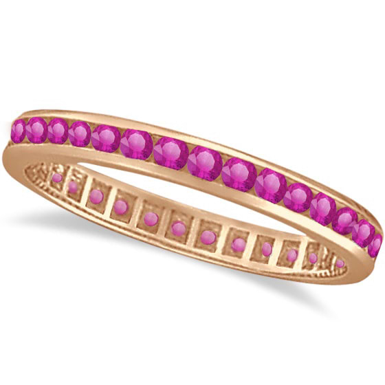 Pink Sapphire Channel Set Eternity Band 14k R. Gold (1.04ct)