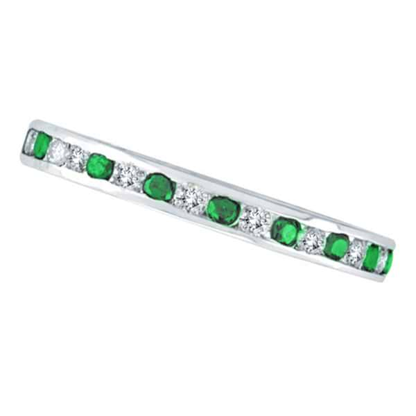 Emerald & Diamond Channel Set Eternity Band Ring (1.04ct)