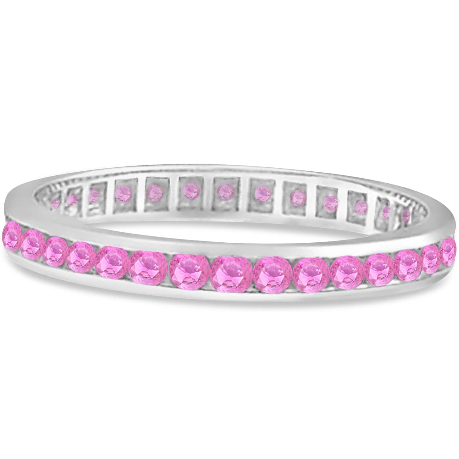 Pink Sapphire Channel Set Eternity Band 14k W. Gold (1.04ct)