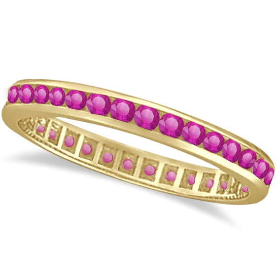 Pink Sapphire Channel Set Eternity Band 14k Y. Gold (1.04ct)