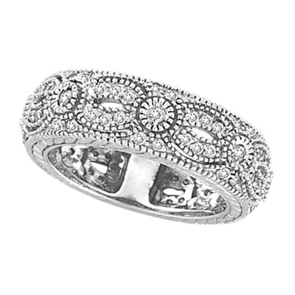 Antique Style Eternity Band 14k White Gold (0.80 ctw)