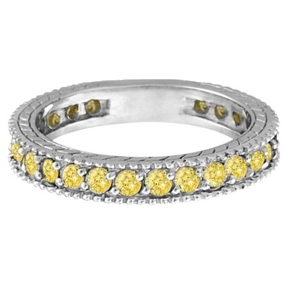 Fancy Yellow Canary Diamond Eternity Ring Band 14k White Gold (1.00ct)