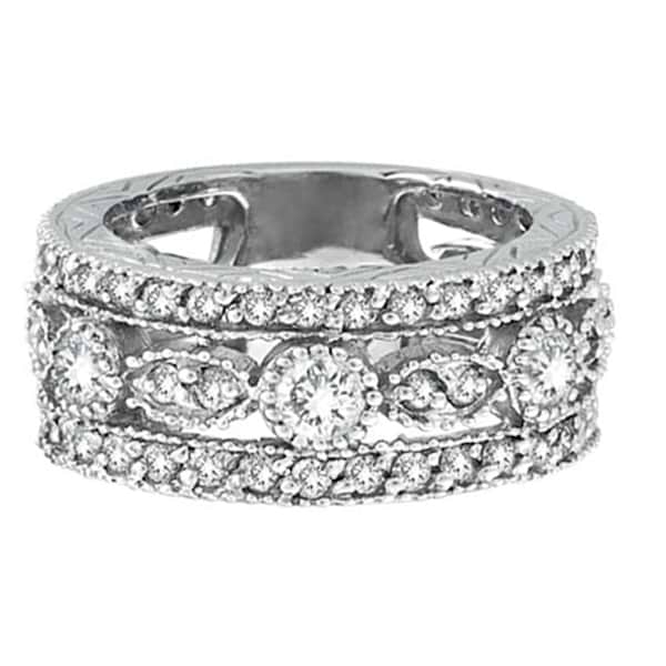 Antique Style Diamond Eternity Ring in 14k White Gold (2.08 ctw)