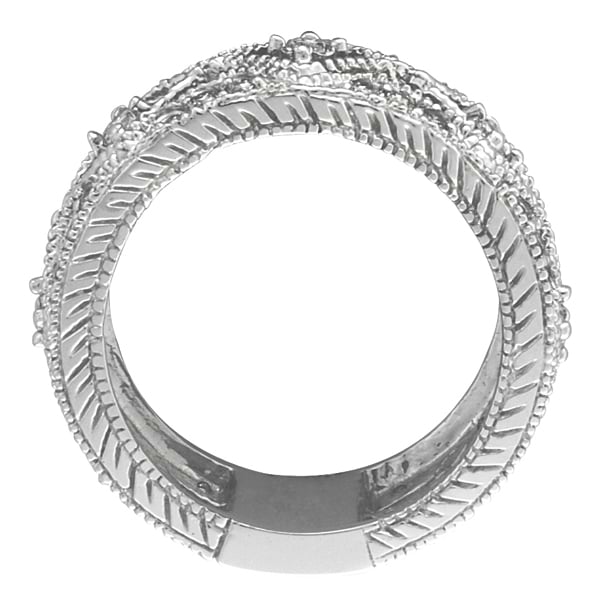 Antique Style Diamond Ring Filigree Band in 14k White Gold (1.00ct)
