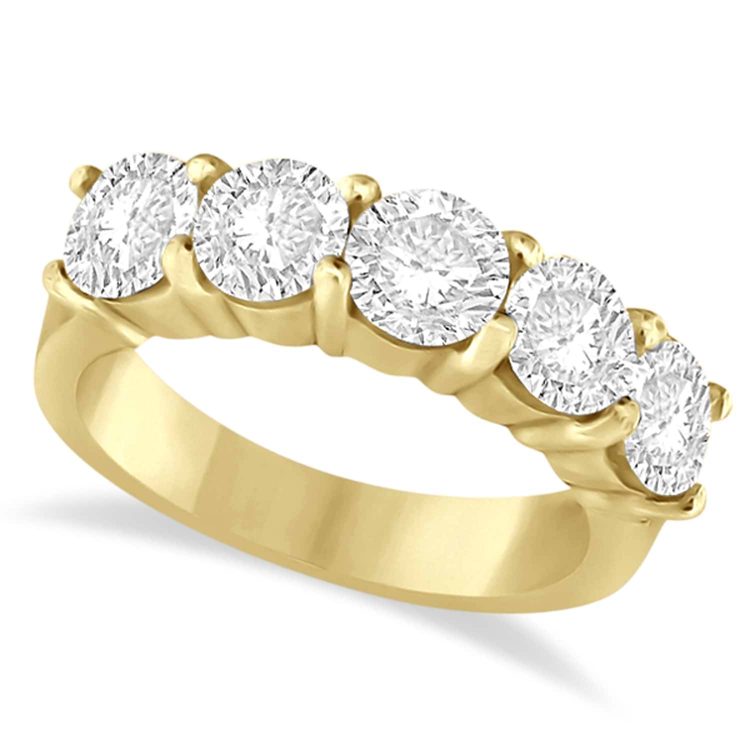 Five Stone Lab Grown Diamond Ring Anniversary Band 14k Yellow Gold (2.50 ctw)