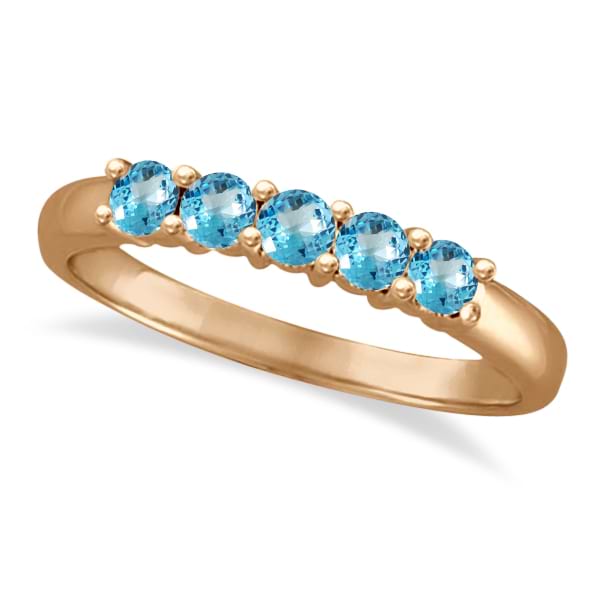Five Stone Blue Topaz Ring 14k Rose Gold (0.79ctw)