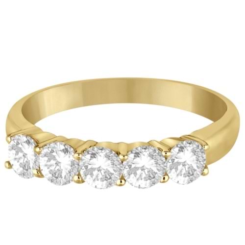 Five Stone Diamond Ring Anniversary Band 14k Yellow Gold (1.00ctw)