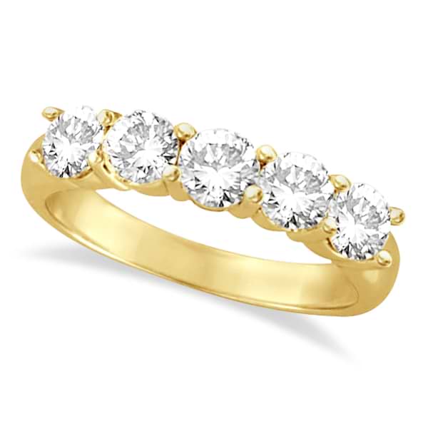Five Stone Diamond Ring Anniversary Band 14k Yellow Gold (1.50 ctw)